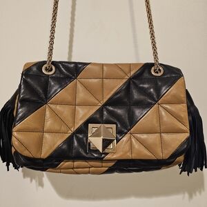 Sonia Rykiel Quilted Shoulder Bag in Black Tan